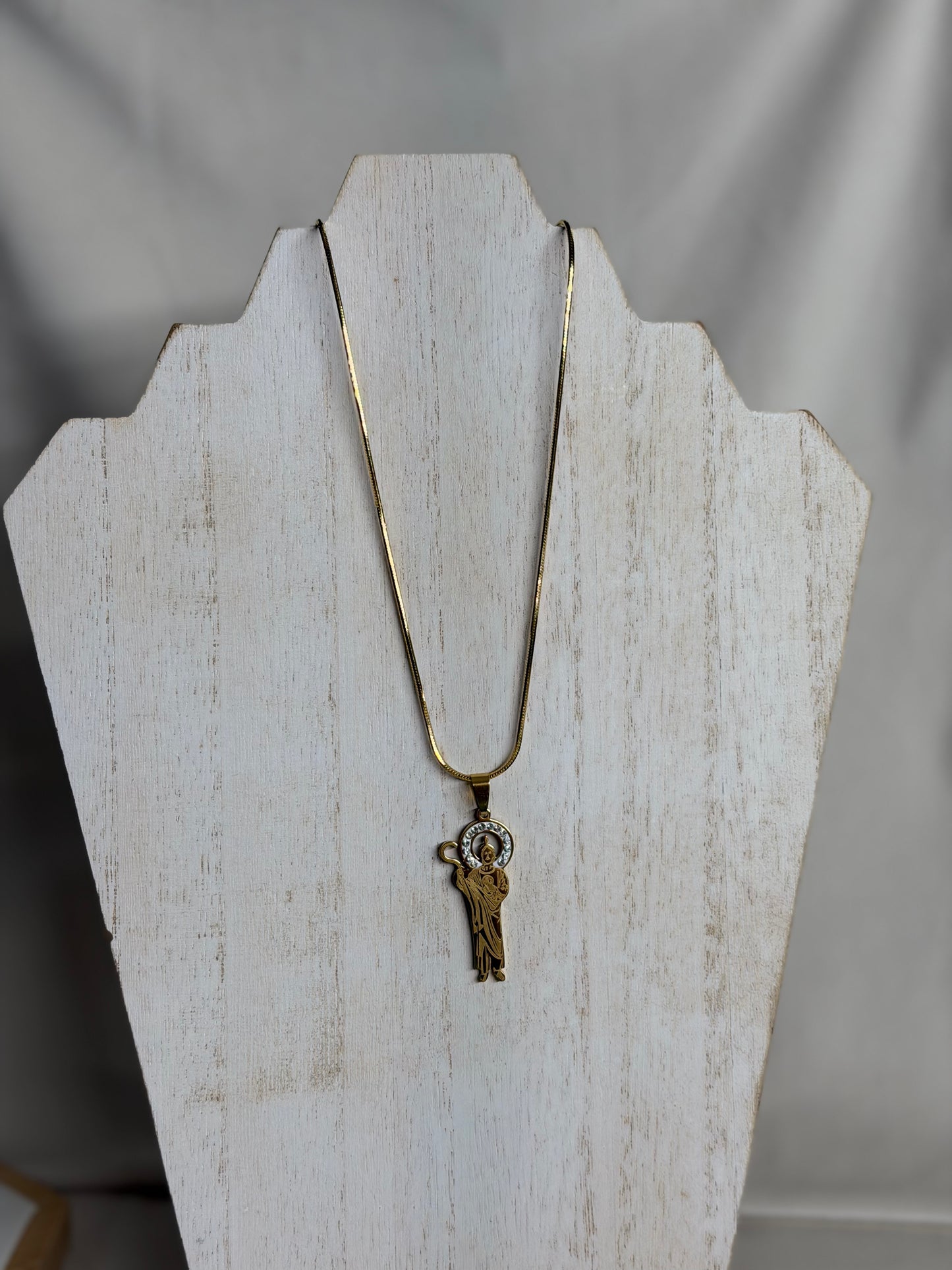 St Jude with Crystal Necklace