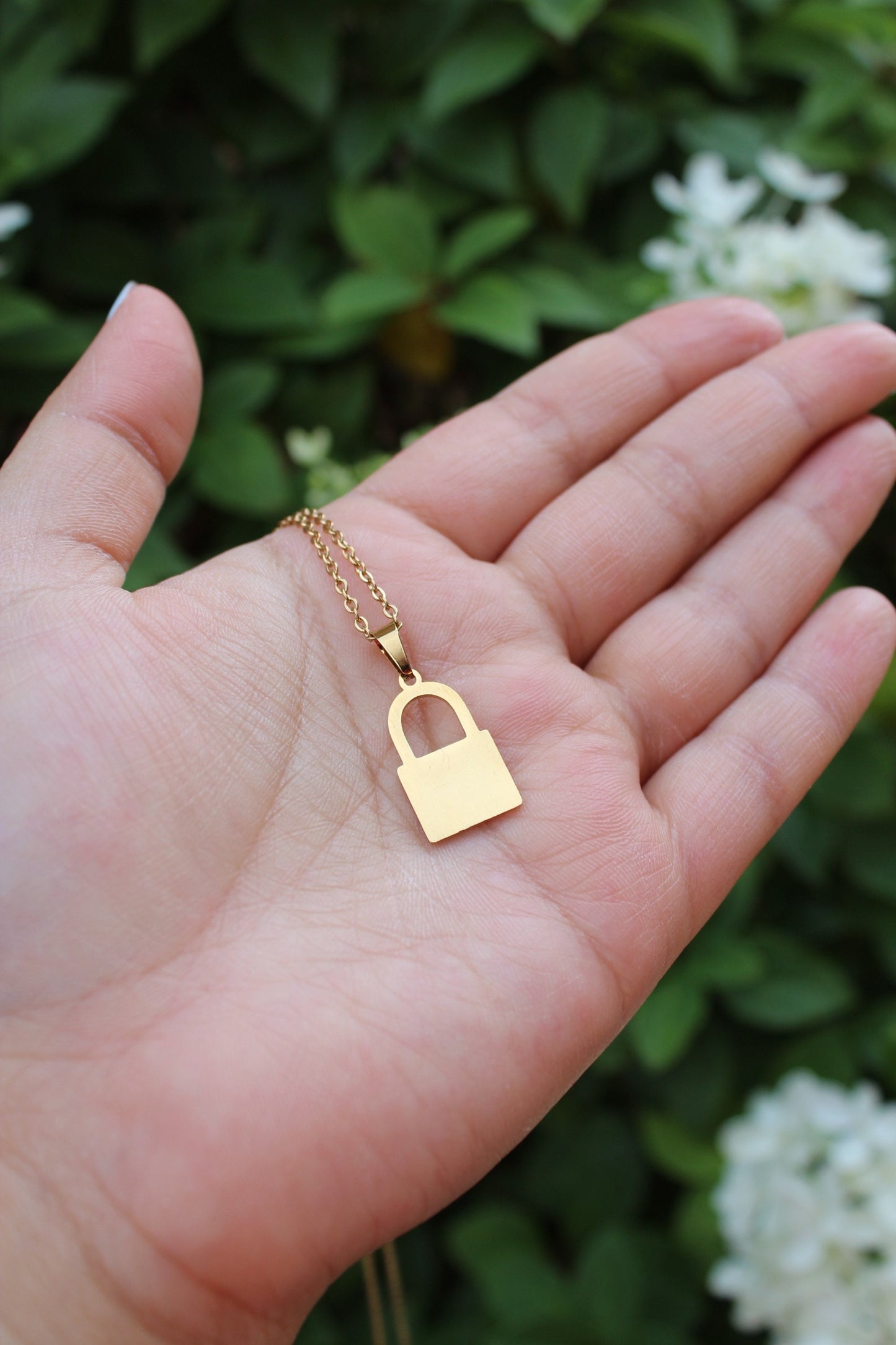 Stainless Steel Lock Charm Necklace, Lock Necklace, Padlock Necklace