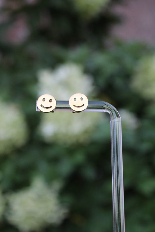 Smiley Face Stainless Steel Stud Earrings