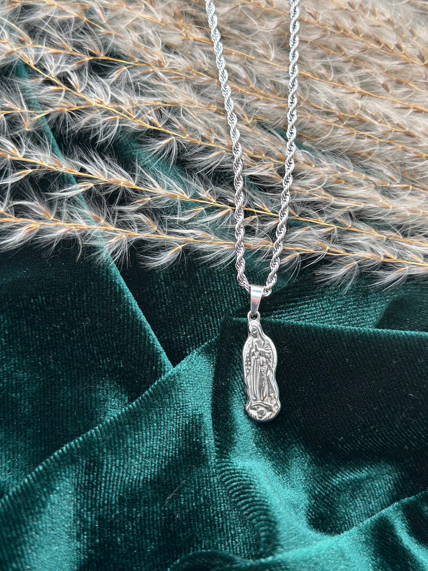 Small Virgen de Guadalupe Figure Necklace